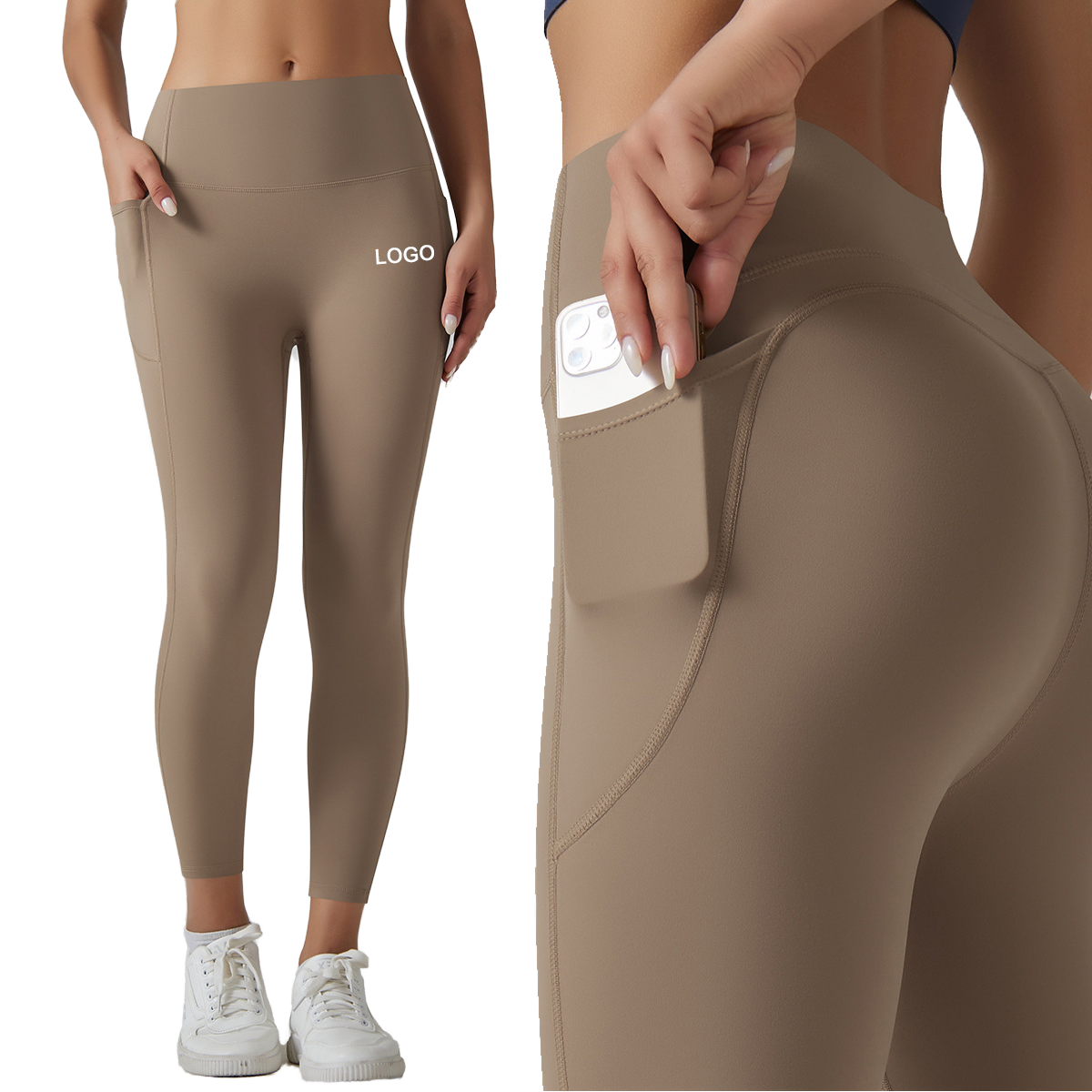 High Waist Capri Yoga Leggings With Side Pockets, Squat Proof Soft Workout Athletic Pants