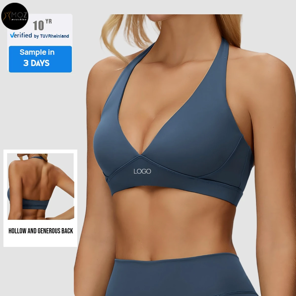 Women's Brushed Halter Sports Bra-High Impact Support with Elegant Back Design for Running & Yoga Custom Workout Tops Available