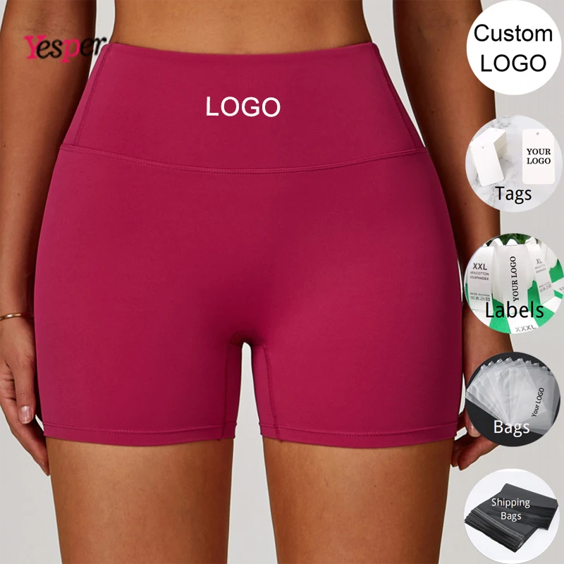 Yesper New Arrival High Waist Women Yoga Shorts Solid Sports Fitness Yoga Shorts Tight Custom Logo