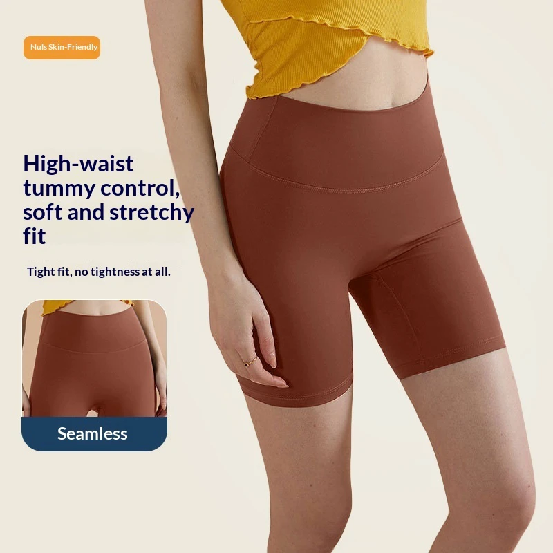 Nude-Feel Spandex/Nylon Breathable Crisscross Strap High Support Women's Three-Quarter Fitness Shorts Factory-Made Yoga Pants