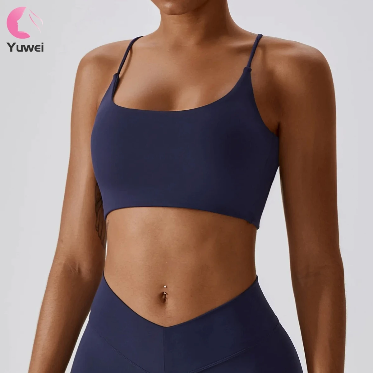 Women's Sexy Crisscross Back Light Support Yoga Bra Breathable Sports Bra with Removable Cups Strappy Design