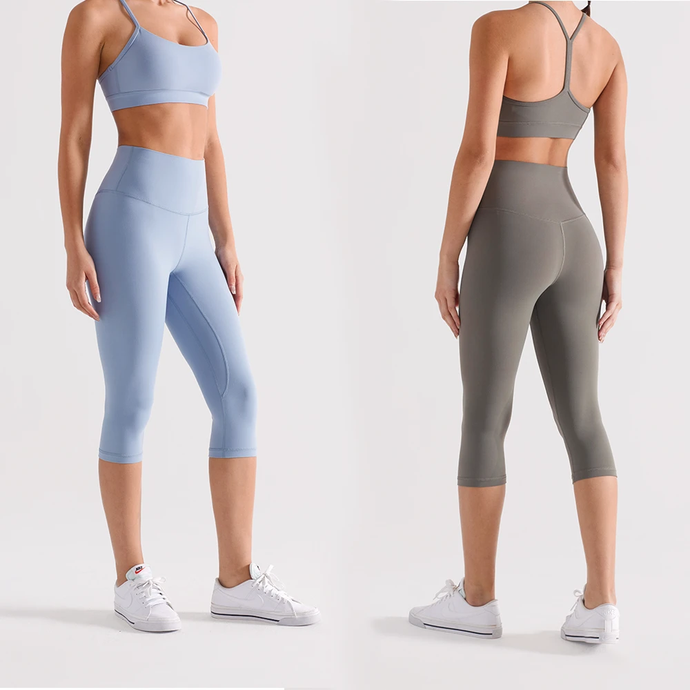 Women 7/8 Yoga Pants High Waist Butt Lifting Stretch Brushed Fitness Pants Moisture Wicking Quick Dry Sports Tight Pants