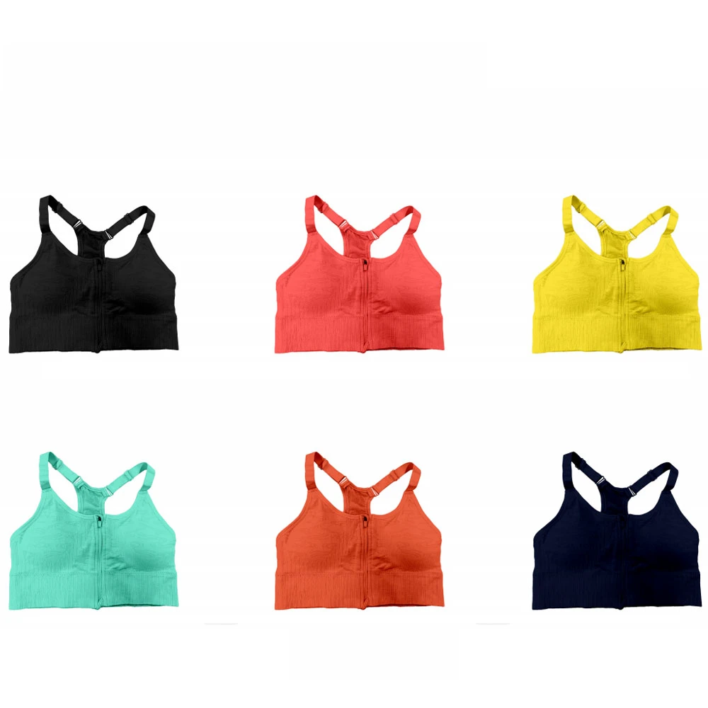 OEM ODM High Support Zipper Teenager Girls Seamless Sports Bra Young Lady Crisscross Strap Fitness Running Athletic Yoga Tops