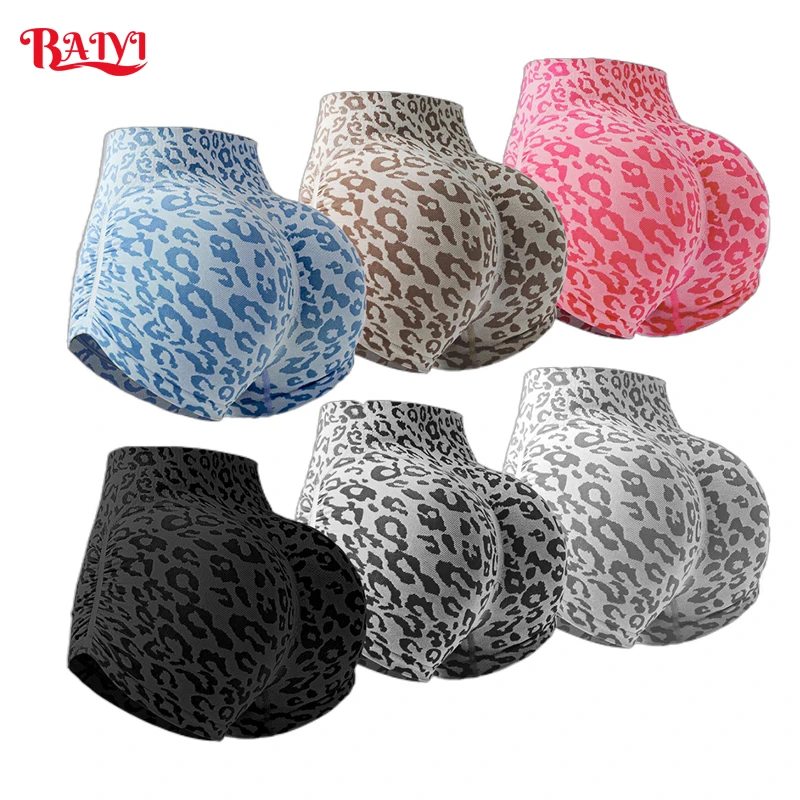 Hot Leopard Print Yoga Shorts Women Sexy High Waist Scrunch Butt Lifting 3/4 Length Workout Shorts Gym Running Fitness Leggings