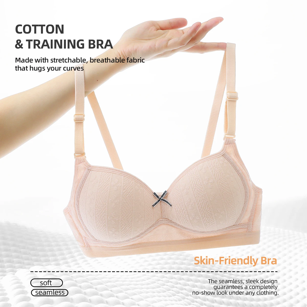 OEM/ODM Factory Direct Light Padded Teens Bralette Wireless Knitted Cotton Bra Soft Comfort Training Bra for Young Girls