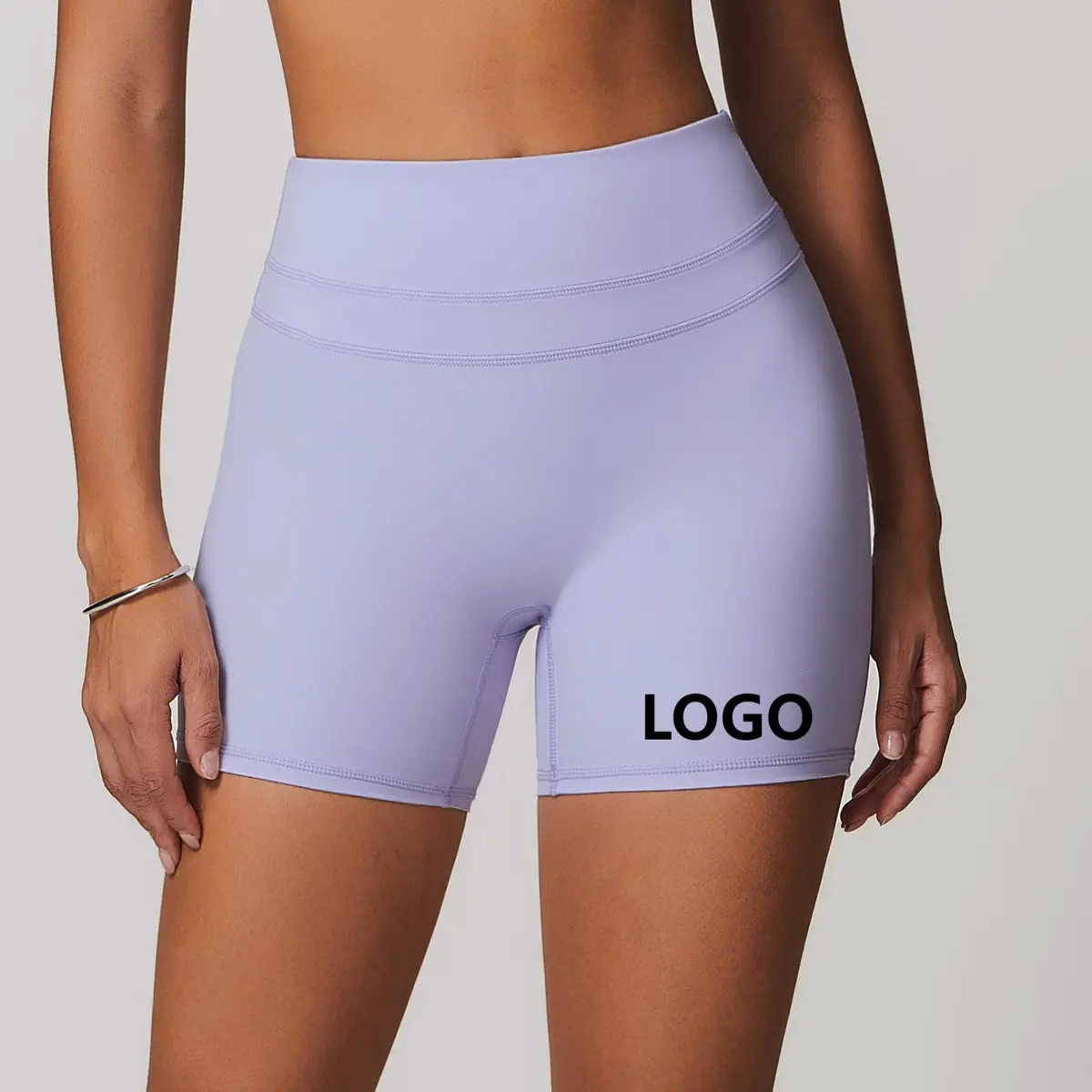 OEM/ODM Women's Gym High Waist Elastic Waist Compression Solid Skinny Yoga Shorts Breathable Quick Dry Four-Way Stretch Outdoor