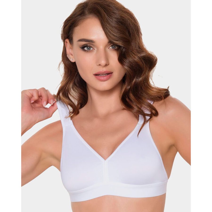 130 Microfabric Sports Bra Wire-Free Unpadded Spandex Lining for Plus Size Fitness Yoga Gym Beige/Black/White (Sizes 75B-100B)