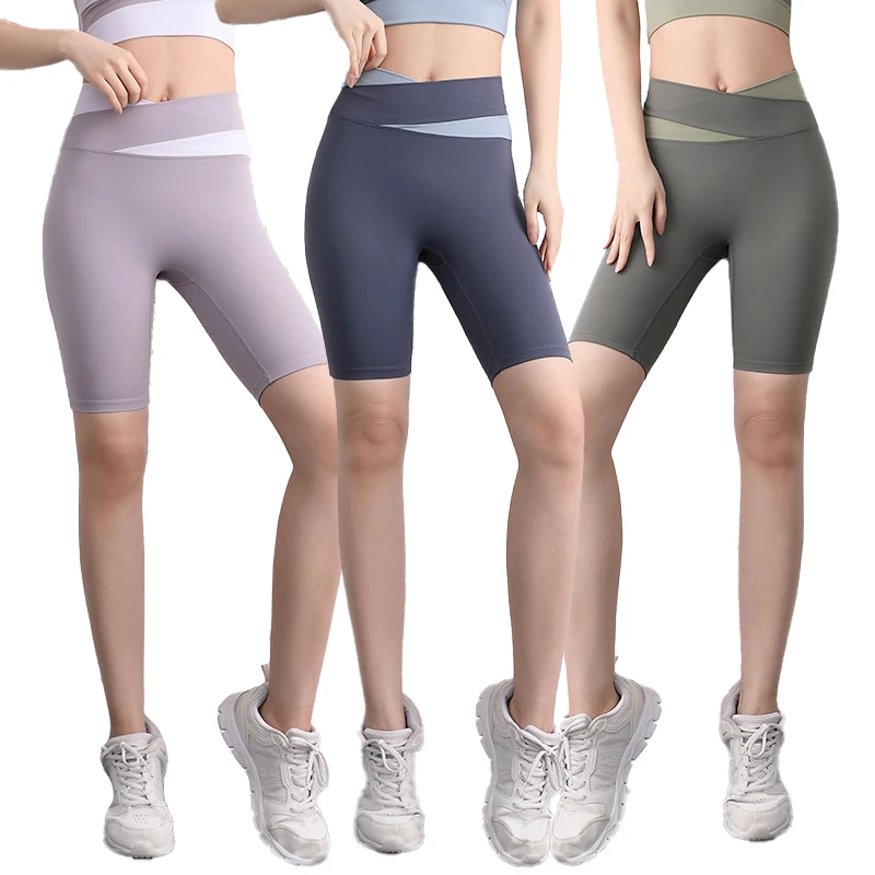Solid Color Custom Yoga Pants Double Hair Grinding Shorts High Waist Mid Waist Options Spandex Tight Stretch Fitness Leggings