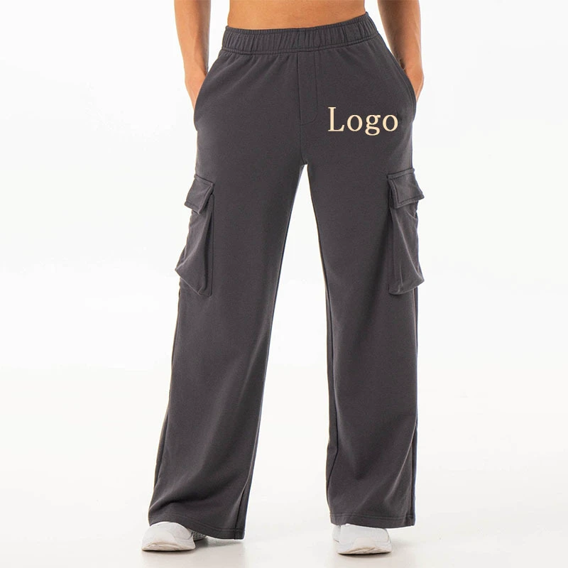 Wholesale Custom Logo Spandex Cotton Women's Mid Waist Elastic Pencil Pants Breathable Eco-Friendly Sports Cargo Pants for Women