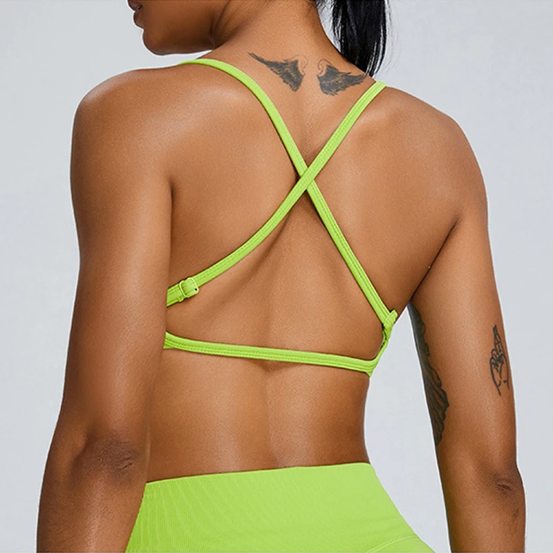 Adjusted Straps Sport Bra Slim Fit Breathable Yoga Bra Women Gym Vest Shockproof Running Bra