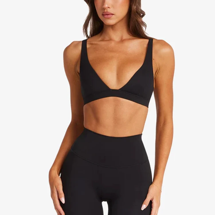 Wholesale Custom Logo Breathable Sexy Sports Bra With Removable Padding Light Support Yoga Gym Fitness Bra for Women
