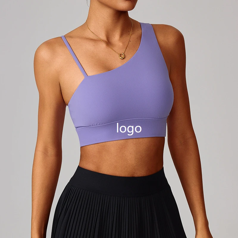OEM Women's Spandex/Nylon High Support Convertible Strap Yoga Sports Bra Beautiful Back Oblique Shoulder Active Wear Breathable