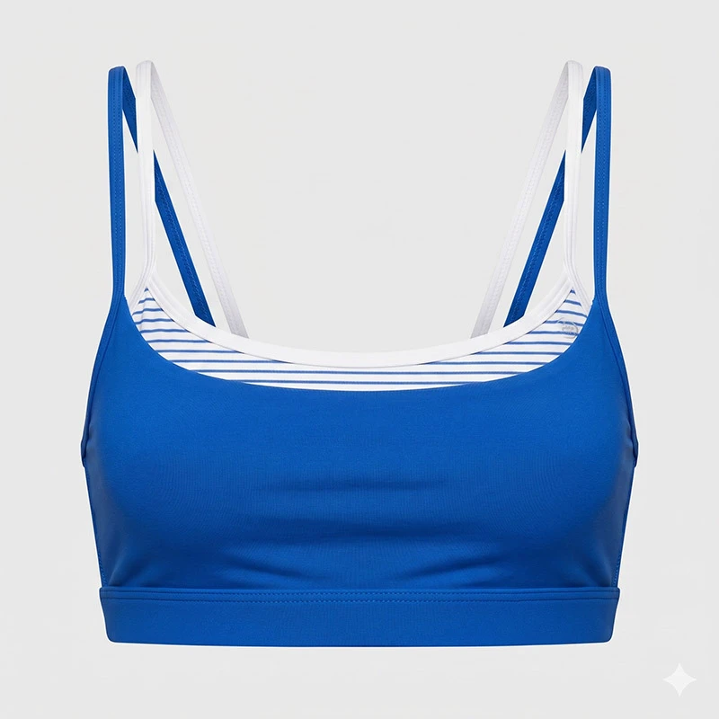 Women High Support Yoga Bra Lightweight Breathable Sports Bra Contrast Binding Recycled Fabric Pilates Workout Top