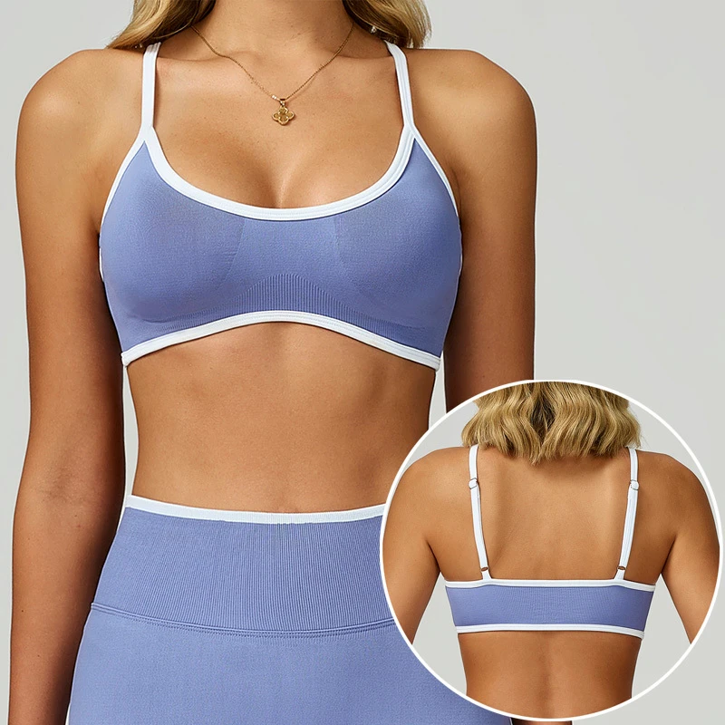 Roregal Seamless Adjustable Shoulder Strap Beautiful Back Bra Top Height Shockproof Sports Fitness Yoga Bra
