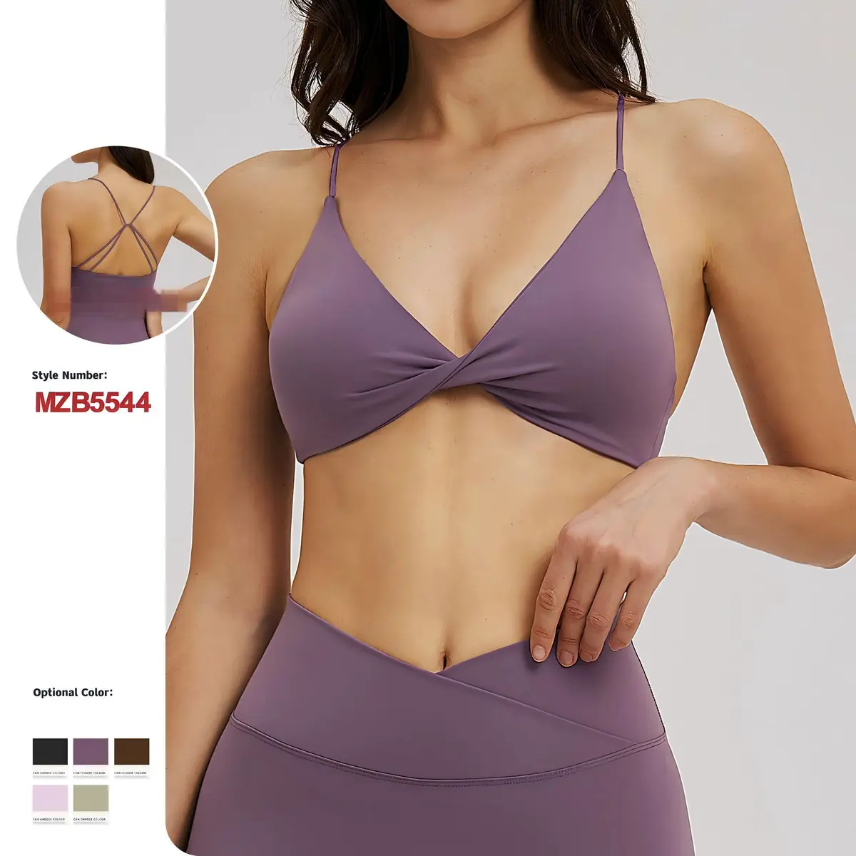 MAYYOUNG High Support Padded Cross-Back Spandex Sports Bra Quick-Dry Yoga Running Fitness Top