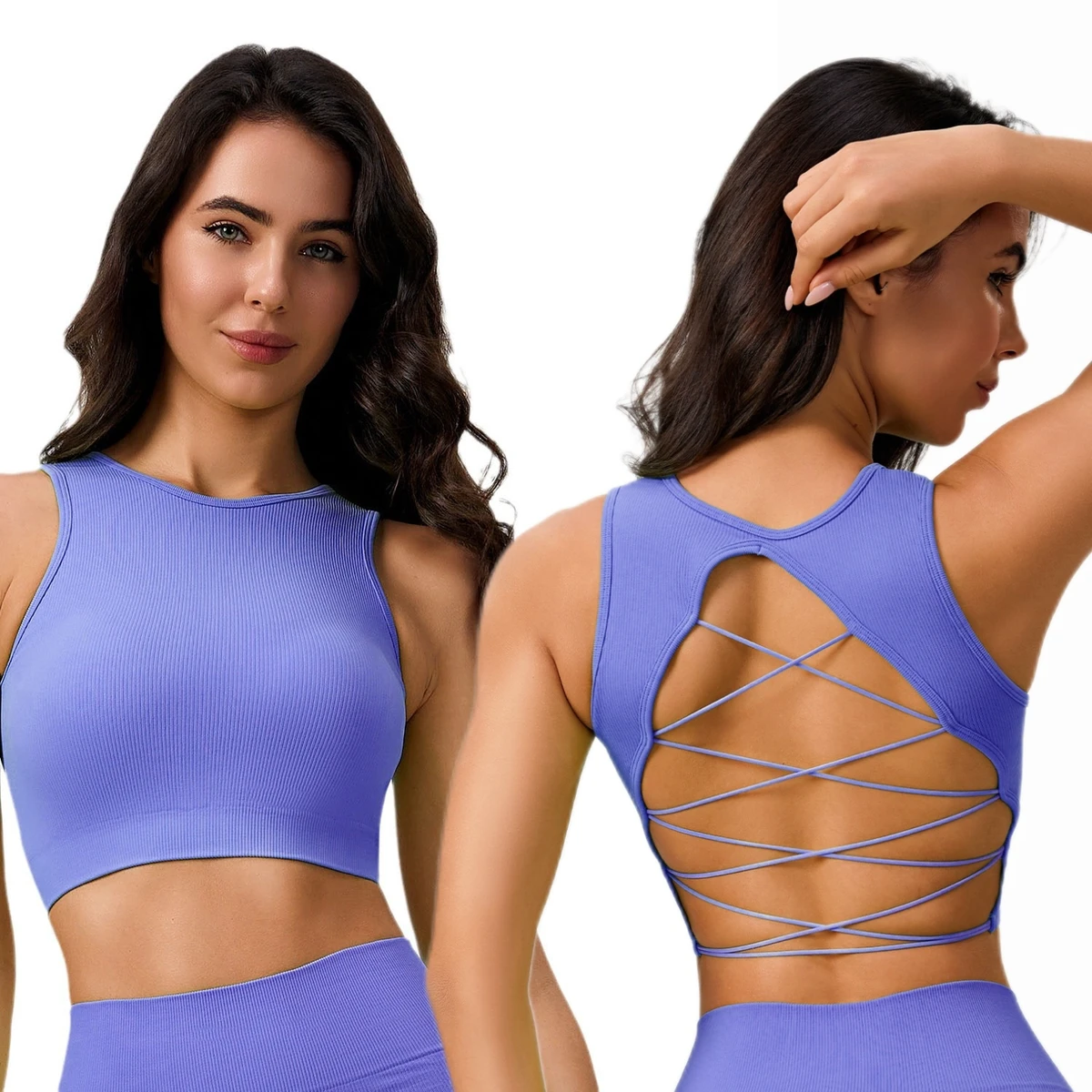 New Fashion Seamless Luxury Sexy Bra Ribbed With Chest Pad Wireless Ladies Bra Skin Friendly Sports Bra for Women Yoga Wear