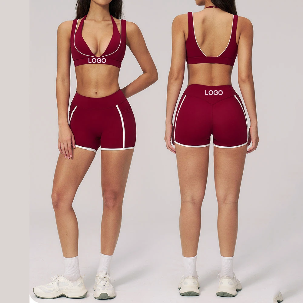 Naked Sense Striped Contrast Yoga Set Sportswear 2-Piece Set For Women-Breathable Spandex/Nylon Material