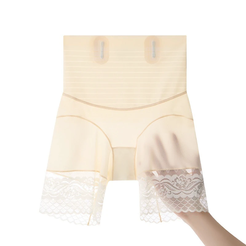 Women's New High-Waisted Tummy Control Leggings Powerful Waist Safety Butt Lifting Lace Shaping Underwear Silk Control Panties