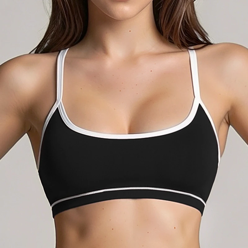 Contrast Color Sports Bra with Removable Pad Custom Fitness Clothing Medium Support Workout Bra