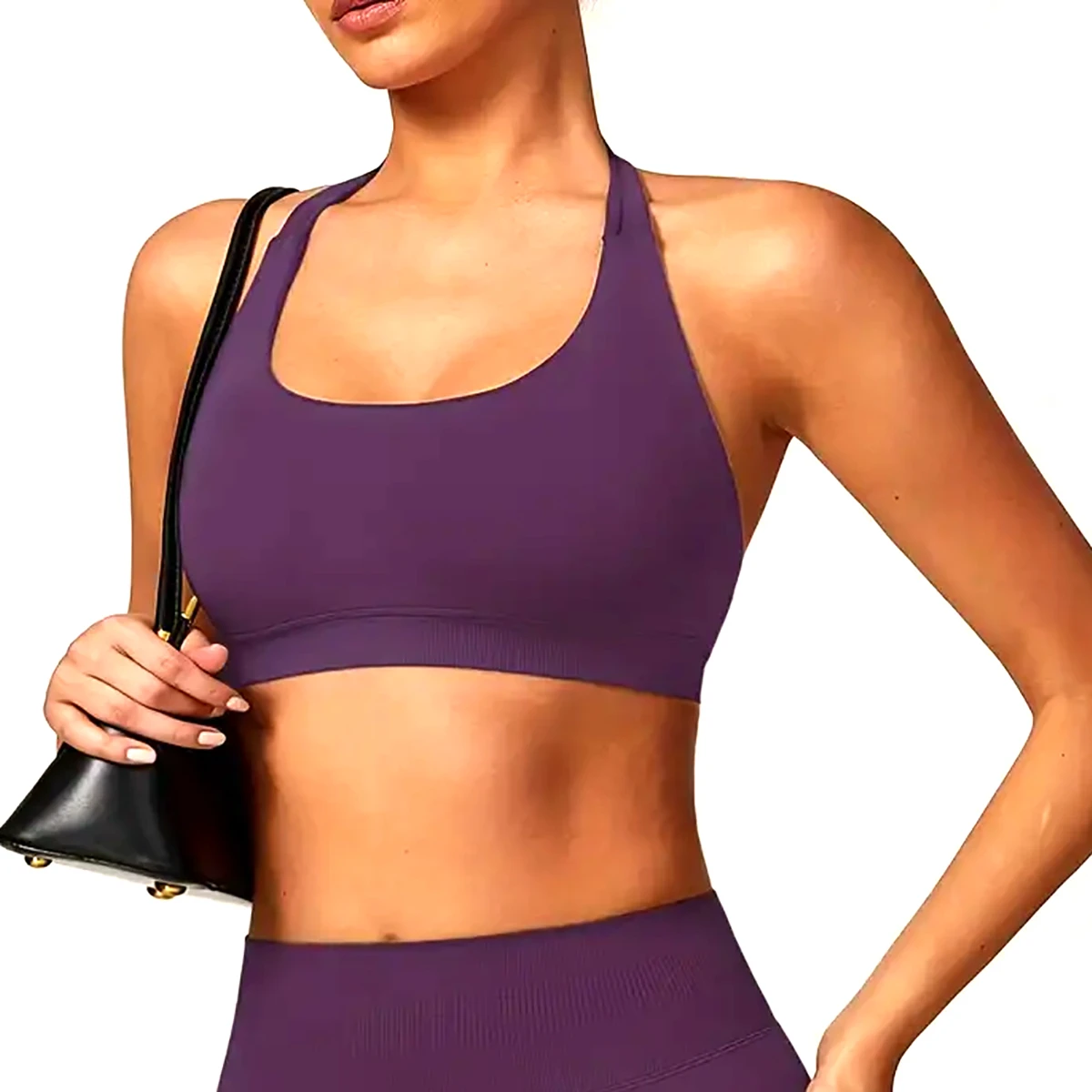 Premium Quality Newest Seamless Back Bra For Women Quick-Dry Sports Elastic Neck Style Fitness Simple Halter Neck Sports Bra