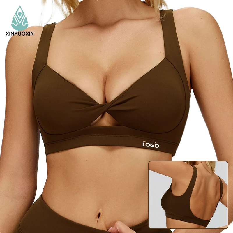 Women's Naked Feeling Custom Sports Bra With Large Open Back Hollow Out Design For Yoga Fitness Casual Wear