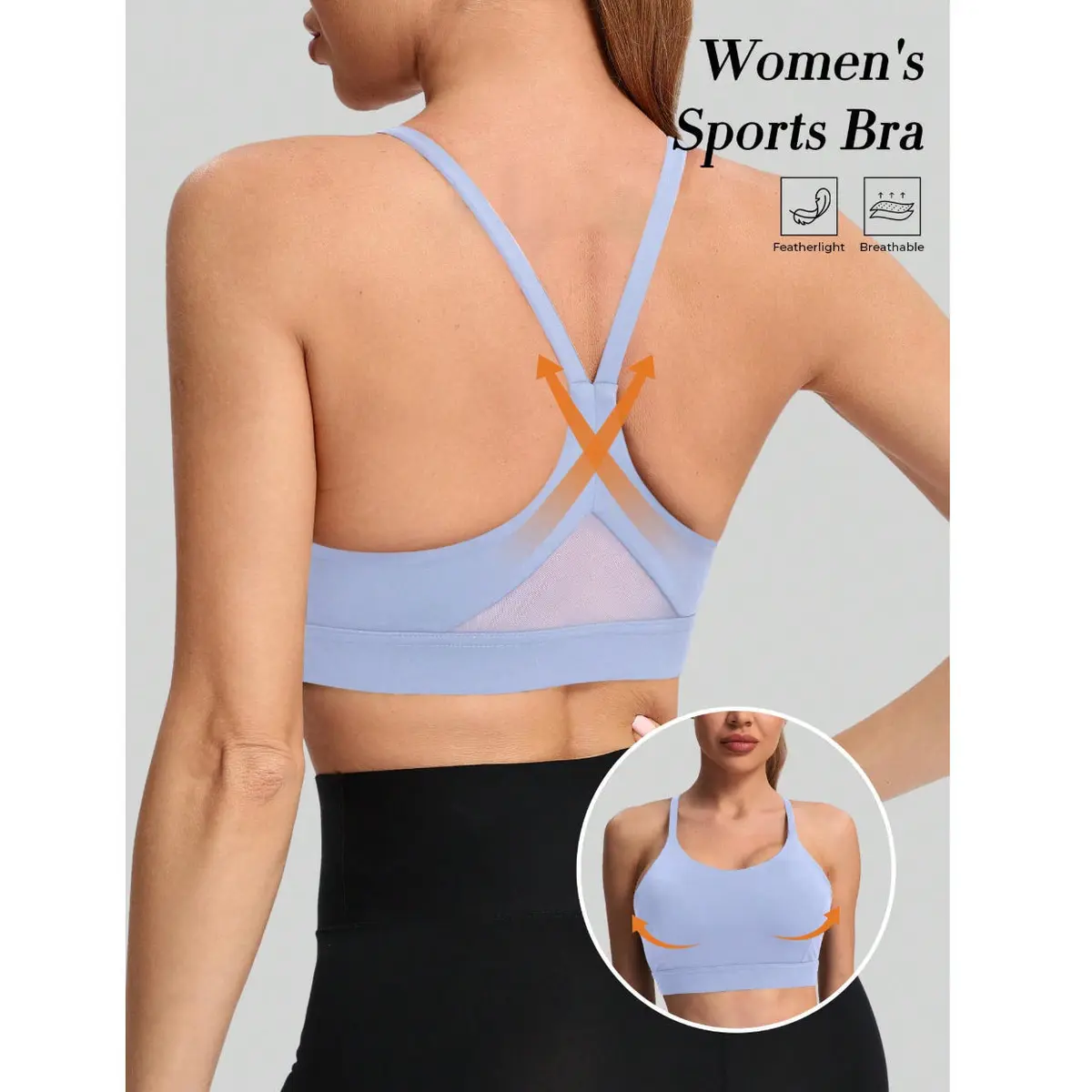 Women's Y-Shaped Back-Beautifying Sports Bra High Support Shockproof Breathable Running Bra