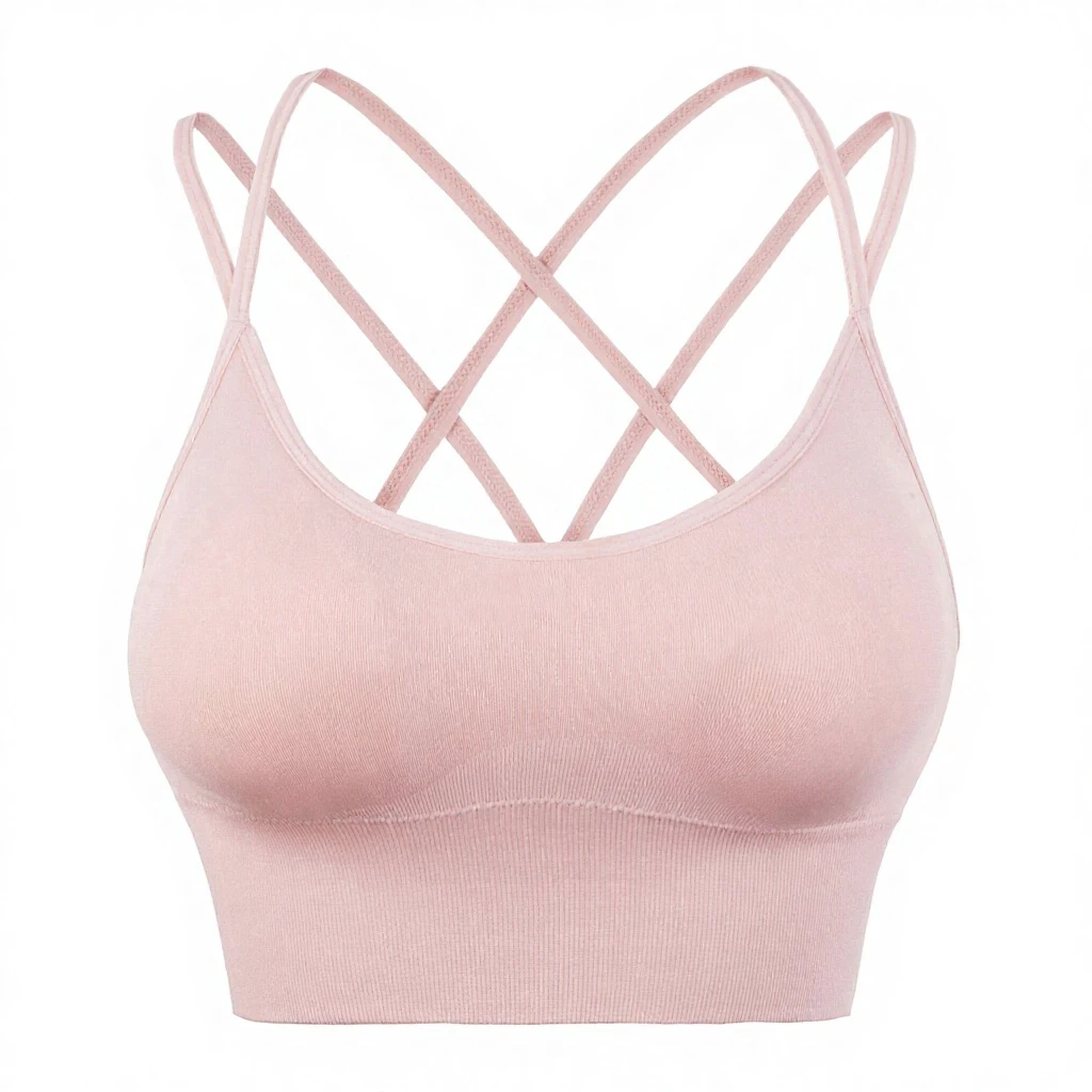 Women's Breathable Light Support Crisscross Strap Yoga Sports Bra 100% Nylon Large Size