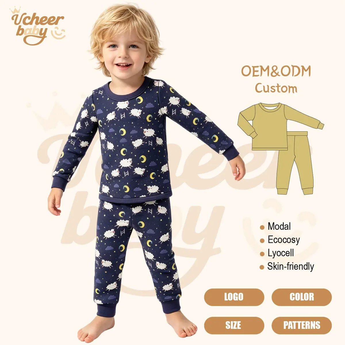 Baby Girl Casual Clothing Sets Soft Long Sleeve Shorts 95% Bamboo Viscose 5% Spandex