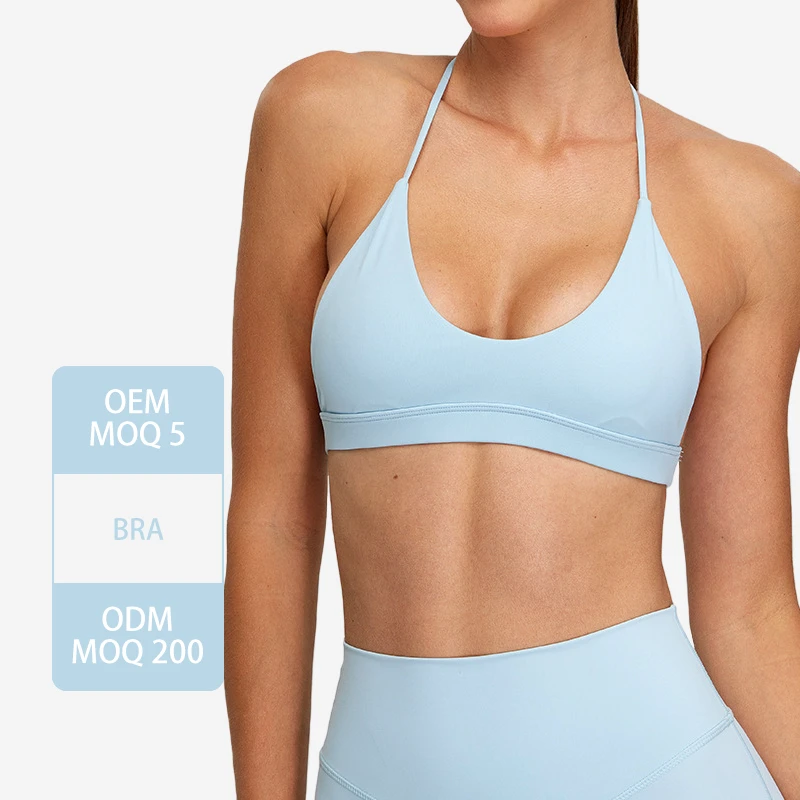 TM0201 Womens Bra No Underwire Comfort Hanging Neck Bras Adjustable Straps Soft Wireless Bralette T-shaped Back Sport Yoga Bra