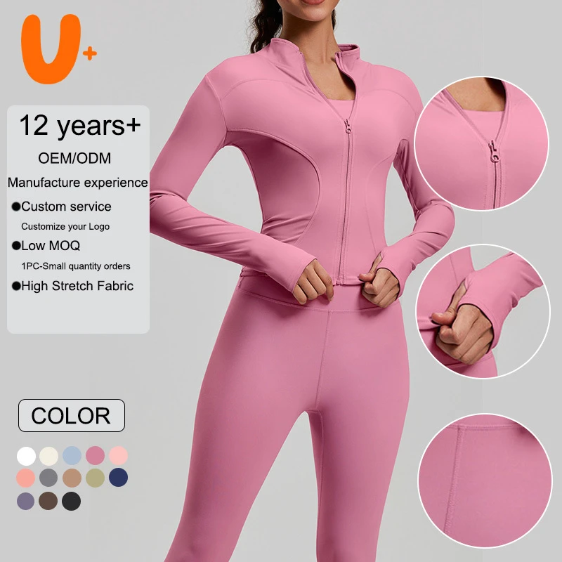 Newest Custom Sports Athletic Women Quick Dry Great Elastic Workout Clothing Slim Fit Zipper Fitness Jackets Tight Coat Yoga Top