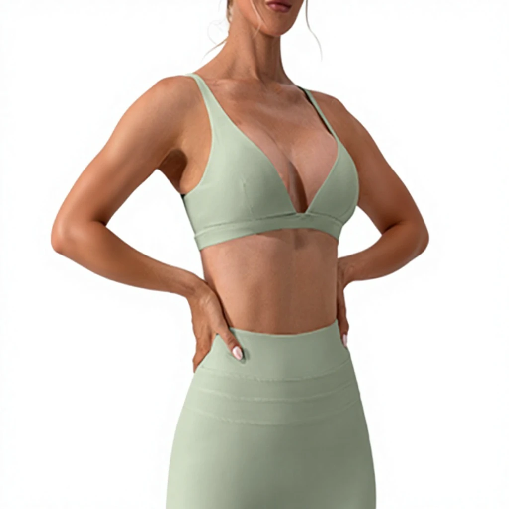 Sports Running Fitness High Support Shock-proof Chest Protection Fixed Shoulder Strap V-neck Quick-drying Spandex/Nylon Yoga Bra