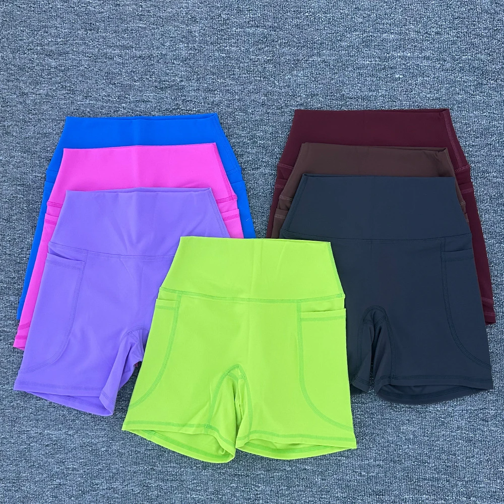 Women High Waist Sports Fitness Training Breathable Yoga Shorts Wholesale Gym Jogging Workout Shorts With Pockets