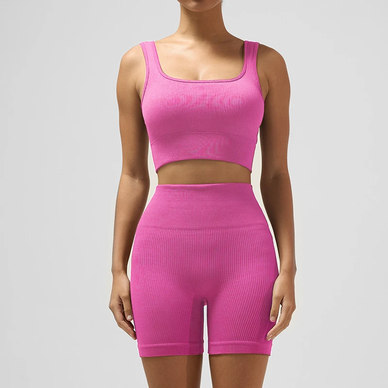 297 Thread High Waist Elastic Waist Tight Yoga Suit 2-Piece Print Peach Hip Quick-Drying Running Suit