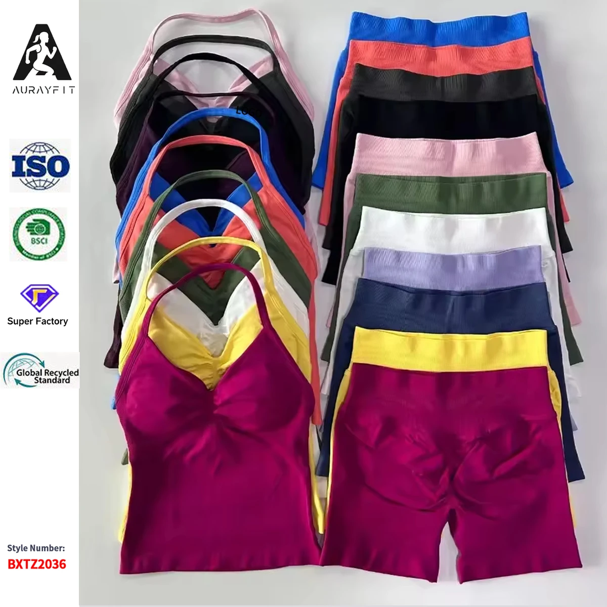 2 Pieces Sports Set Women Backless Tank Tops High Waist Scrunch Seamless Shorts Sport Suit Gym Set Sportswear Workout Set
