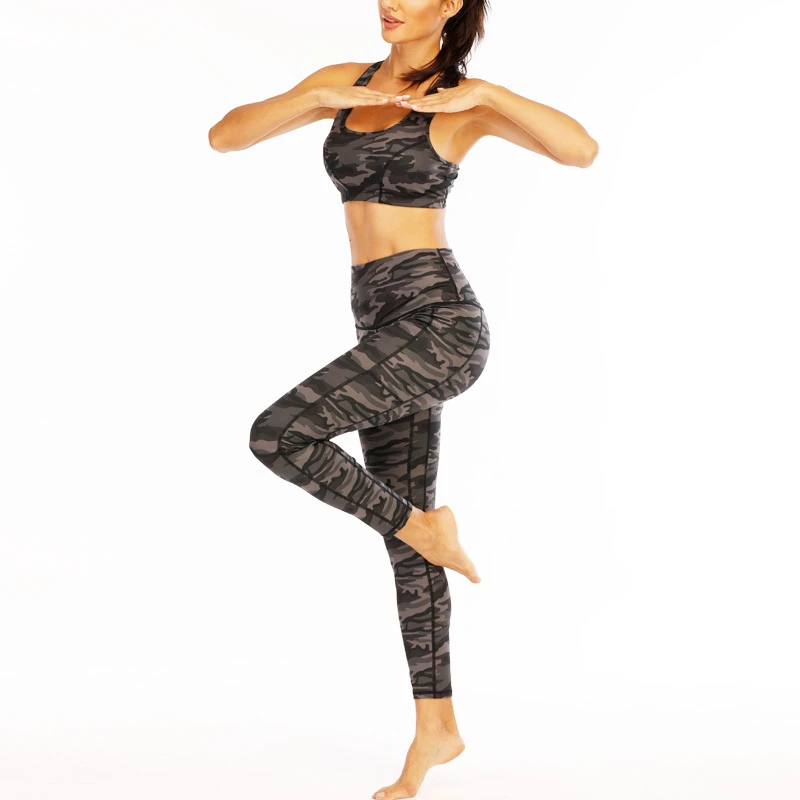 OEM and Wholesale Digital Print Pattern Yoga Leggings Set Workout Fitness Legging Bra Sets 2 Piece Gym Outfit Wear for Women