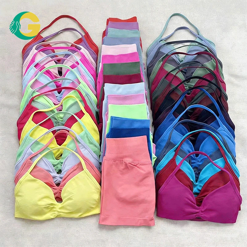 Buttery Soft Naked Feel Sets Women Seamless Lightweight Compression Yoga Sets Quick Dry Sports Bra Shorts Squat Proof Wholesale