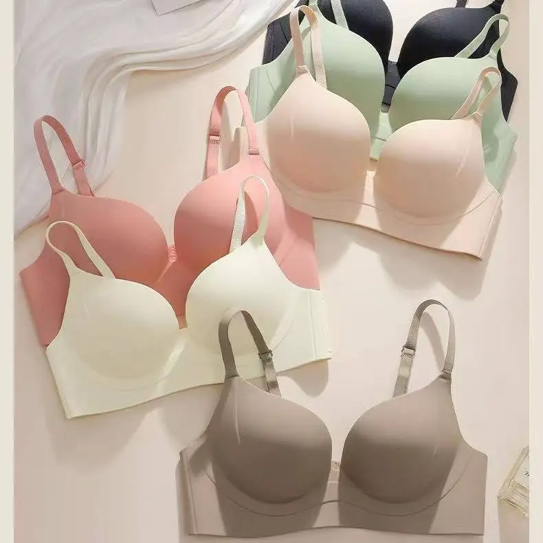 Women's Seamless Jelly Bra Deep Sexy Bras Adjustable Straps Soft Comfortable Support for Big Chest Sexy Sleep Bra