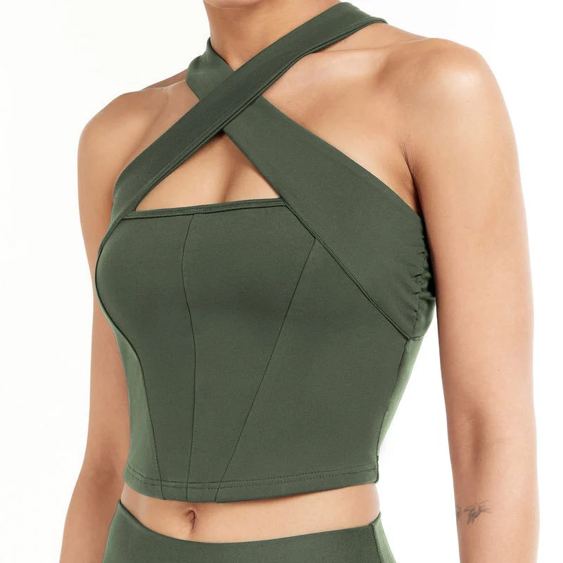 Custom Fitness High Impact Criss-cross Front Back Corset Top Wireless Women Padded Yoga Sports Bra