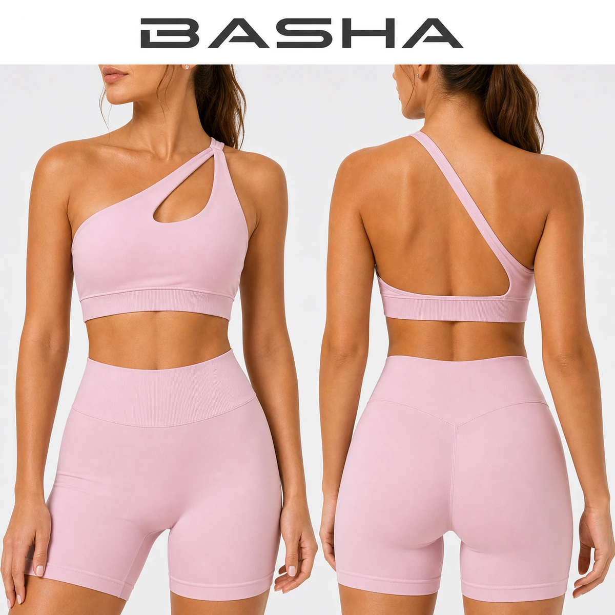 BASHAsports One Shoulder Seamless Sports Bra Women High Support Backless Yoga Bra Gym Workout Top Custom Logo OEM ODM