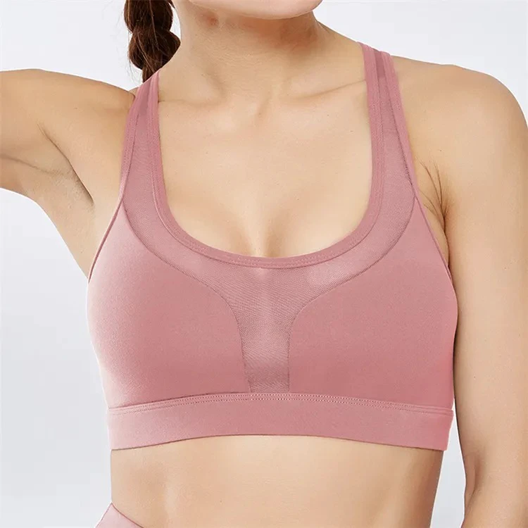 Factory Stocks Women's Yoga Sport Bra-Lightweight Breathable Reversible Seamless Four-Way Stretch Quick Dry Front Medium Support