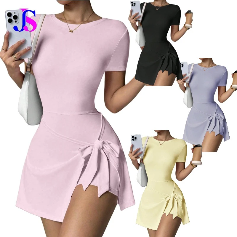 JINSI Summer Women Quick Dry Tennis Skirt Yoga Jumpsuits Gym Fitness Dress BodySuits Workout Clothes Sportswear Shapewear