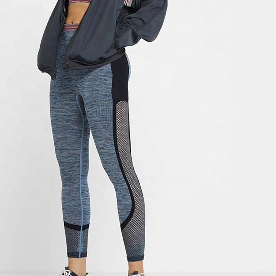 Yoga Leggings Elastic Waist Four-Way Stretch Spandex Polyester Pants Women's High Waist Full Length Camouflage