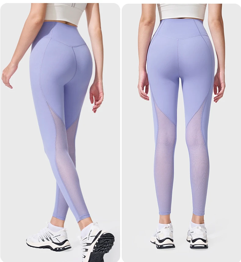 Wholesale Women's Solid Compression Leggings Quick Dry Breathable Lightweight Gym Pants Yoga Mesh Leggings for Women