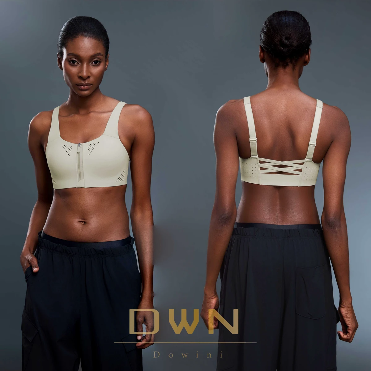 Women's High Strength Shockproof Sports Bra for Running Training & Yoga-Beautiful Back Breathable One Piece with Front Logo
