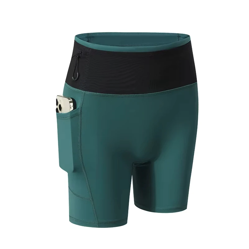 MAYYOUNG Women High Waist Yoga Shorts with Mobile Phone Pocket Stretch Lift Fitness Compression Tights
