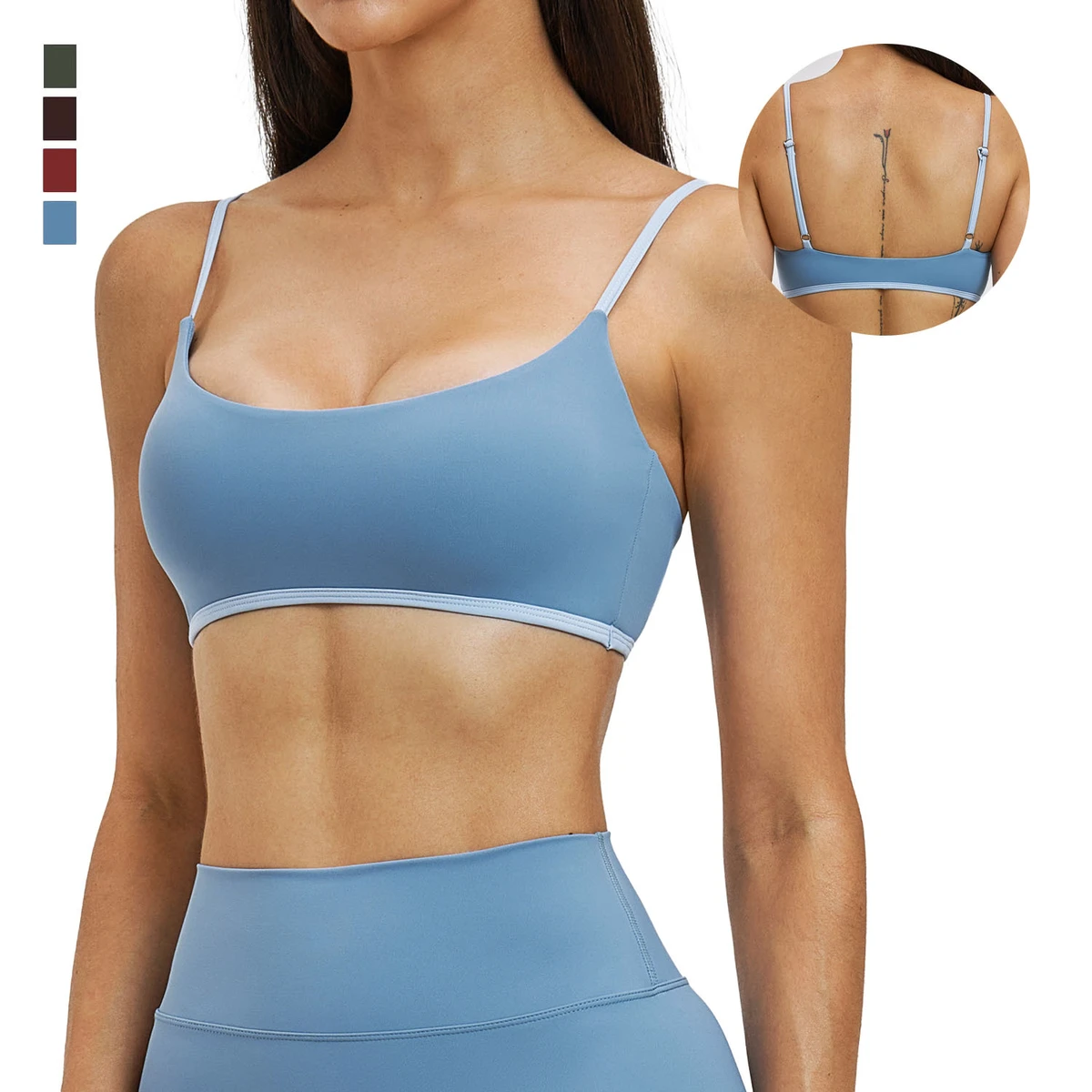 Women's Yoga Fitness Bra Adjustable Straps Breathable Lightweight High Support Removable Pads Stretch Workout Gym Wear