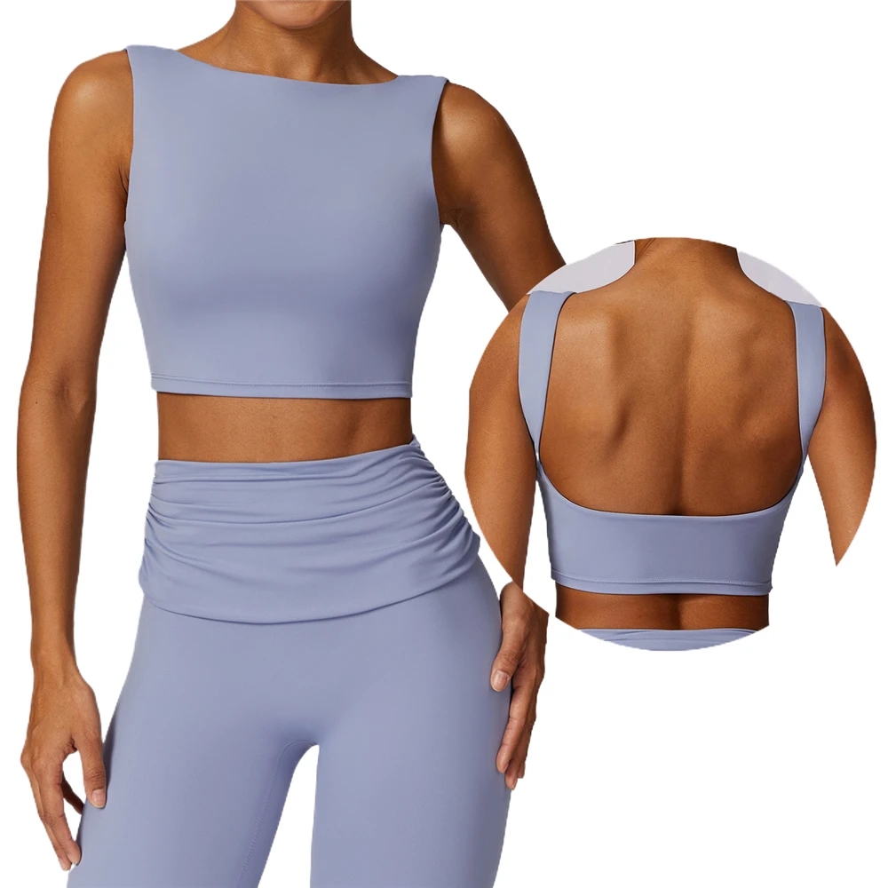 Women's High-Strength Quick-Drying Fitness Sports Bra Breathable Shockproof Yoga Vest with Solid Color for Running Gym Workouts