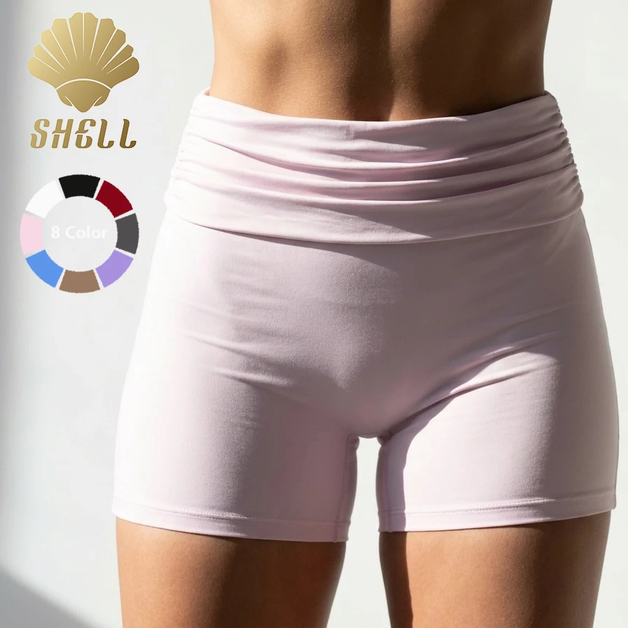Custom Logo Women's Ruched High Waisted Yoga Shorts Slim Fit Pink Butt Lift Gym Shorts Stretchy Biker Shorts