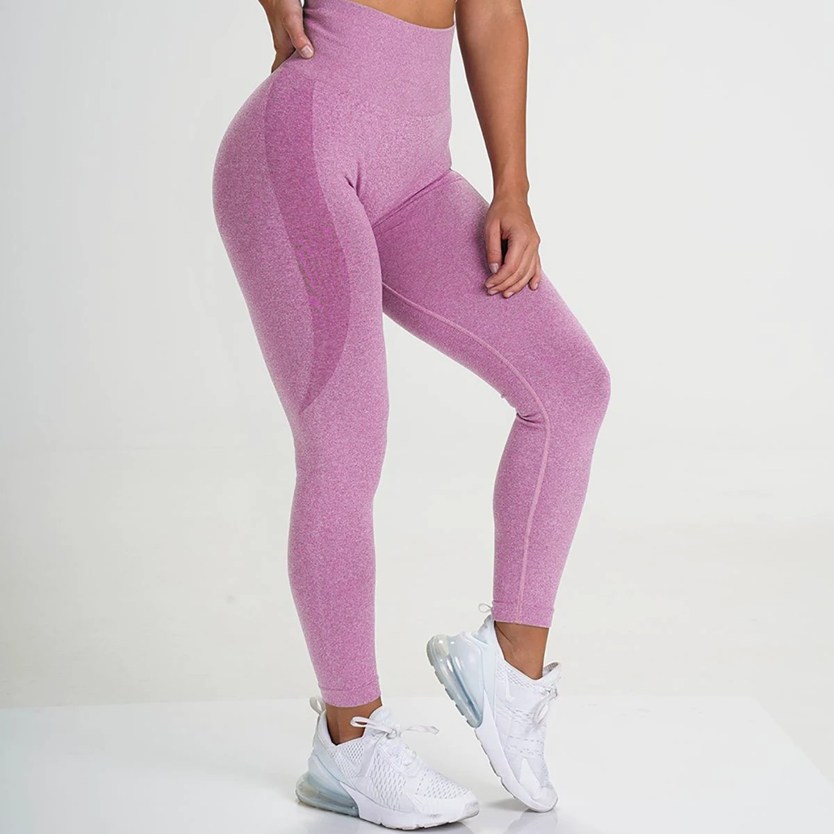 Latest Fashion High Waist Yoga Leggings for Women Solid Colour Breathable Knitted Gym Active Wear for Adults