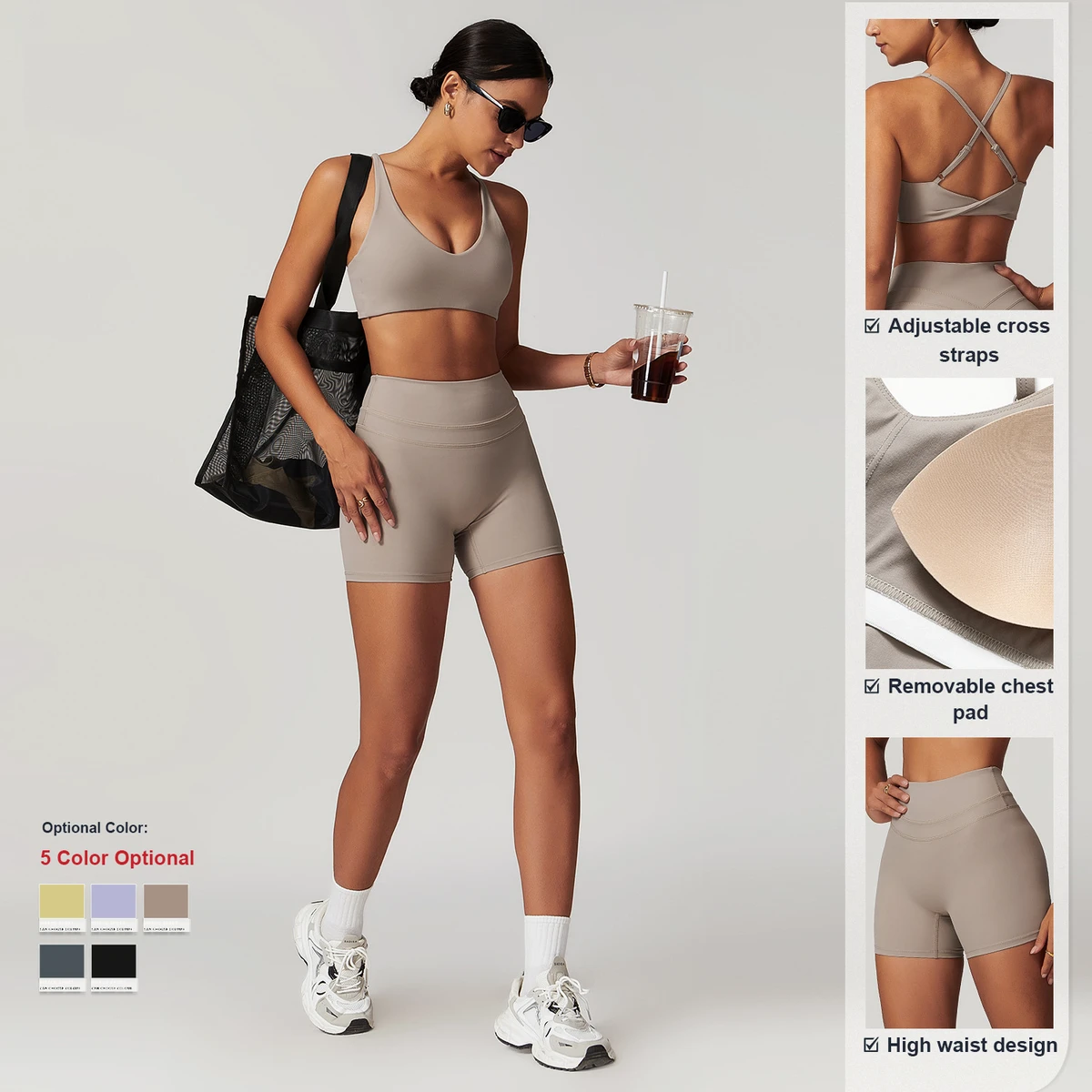 Women Sportswear Tight Back Yoga Suit Elastic High Waist Leggings Fitness Set for Women Pants Running Vest Gym Bra Sports Shorts